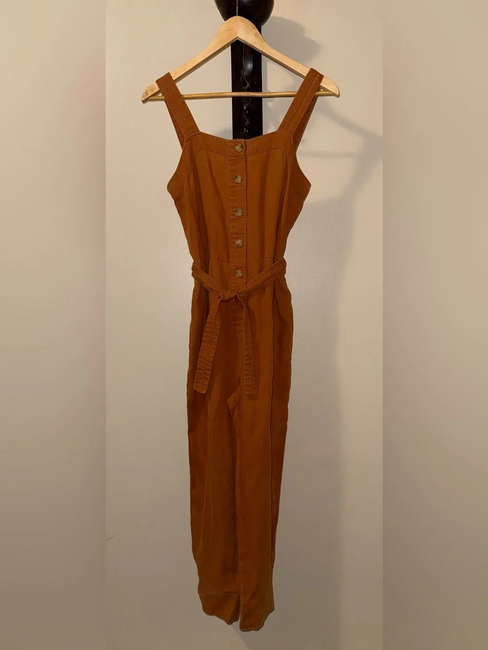 Everlane The 100% Linen Picnic Jumpsuit,Size-4,Color-Rust-Burnt Orange